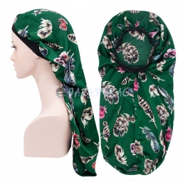 Braid Bonnet Flower Pattern Green Print