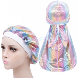 Shiny Durag and Bonnet Set Light Pink