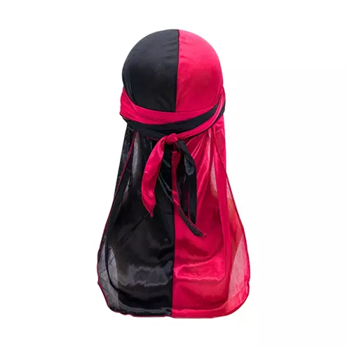 SILK DURAG BLACK RED MIXED COLORS